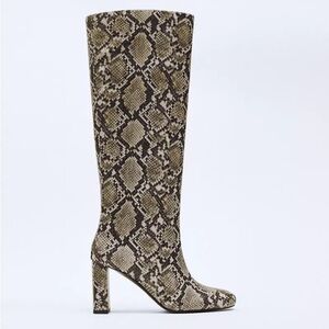 Zara knee high snakeskin boots​​​​​​​​​​​